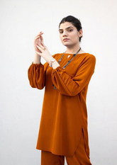 MSP-003-Noorain | Brown Solid Dress (2 Piece)