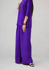 MSP-004-Mahreen | Purple Solid Linen Dress - 2 Piece