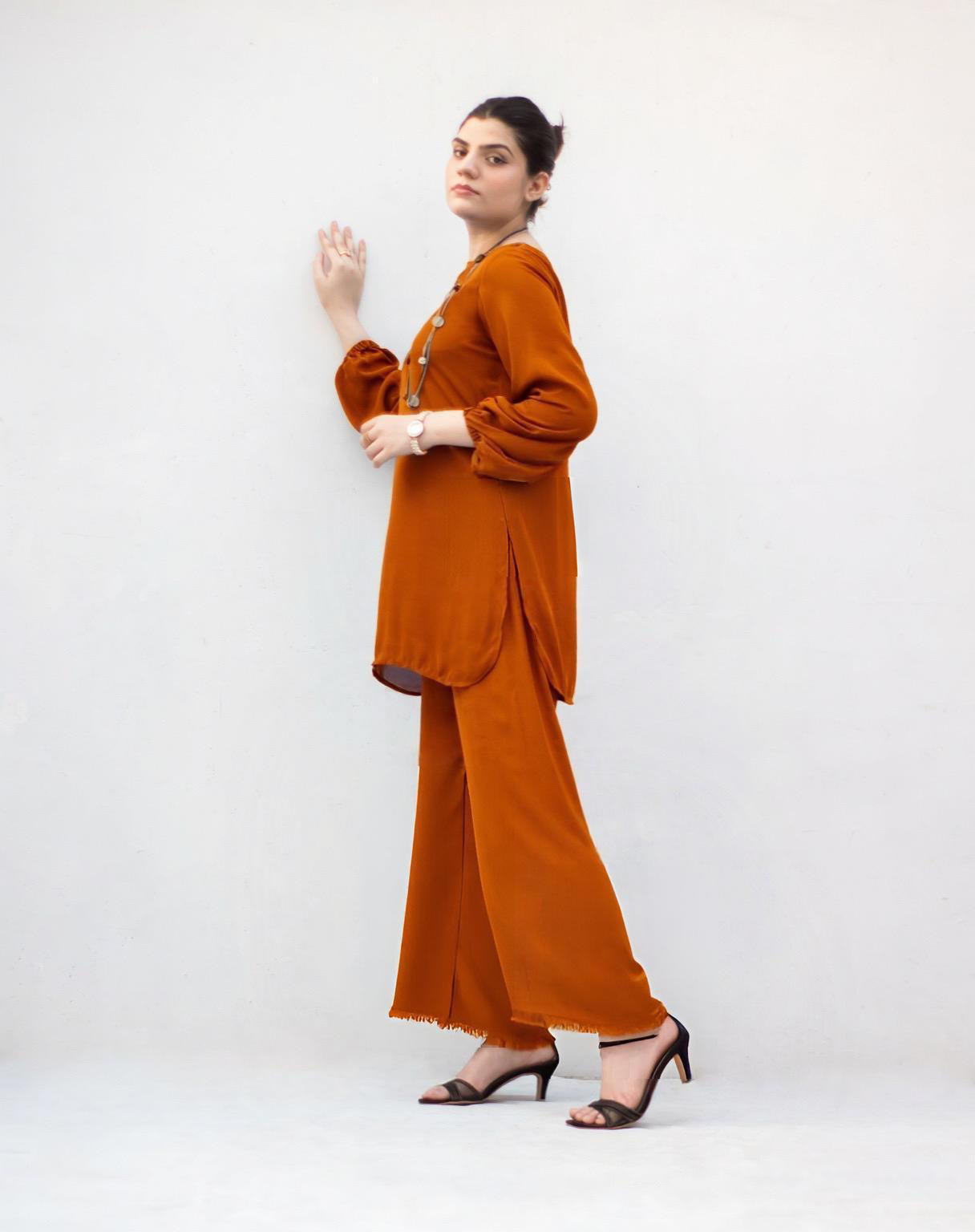 MSP-003-Noorain | Brown Solid Dress (2 Piece)