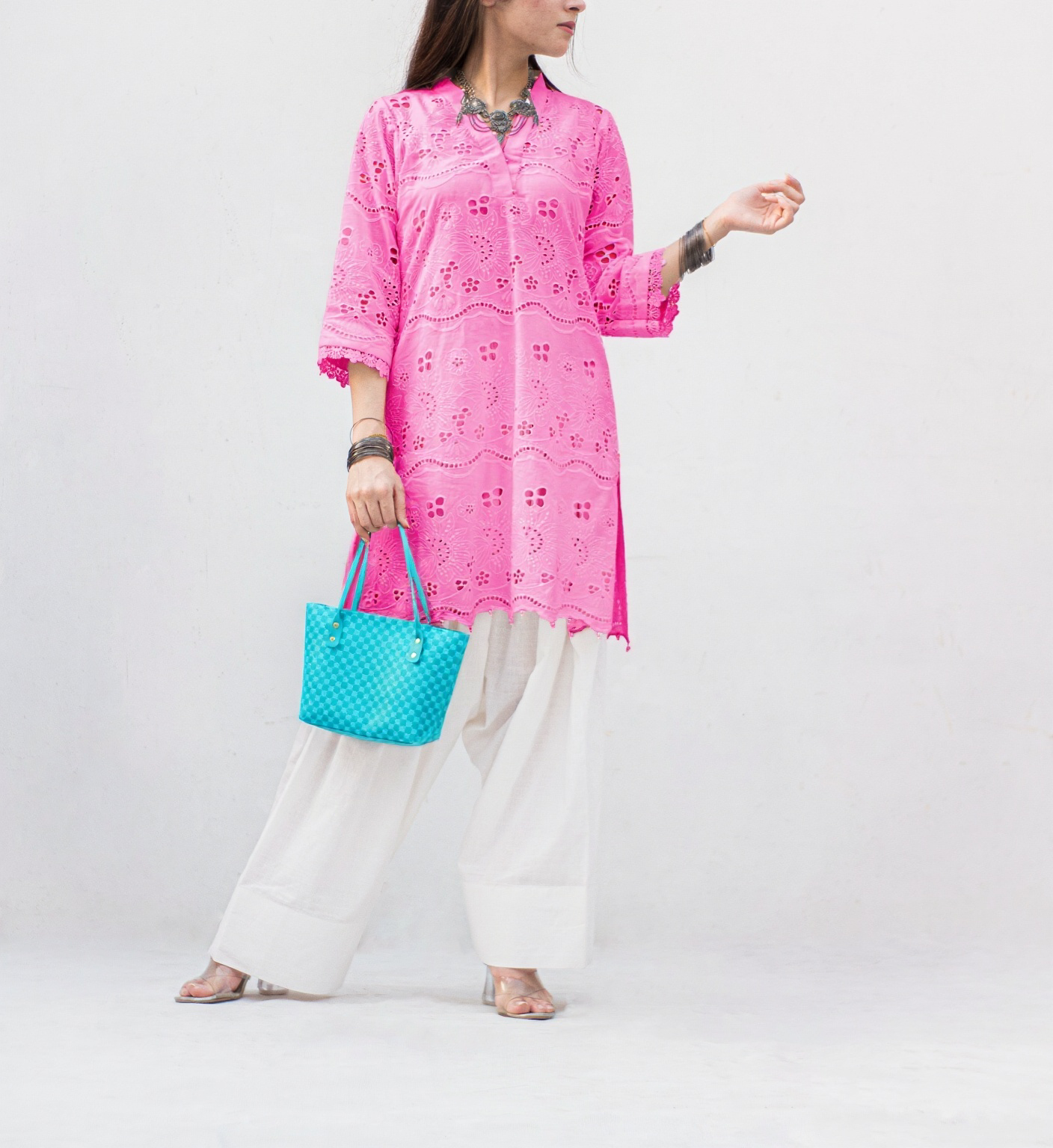 MSP-001-Zimal | Pink and Blue Dress Chicken Kari - 3 piece