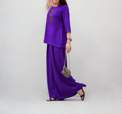 MSP-004-Mahreen | Purple Solid Linen Dress - 2 Piece