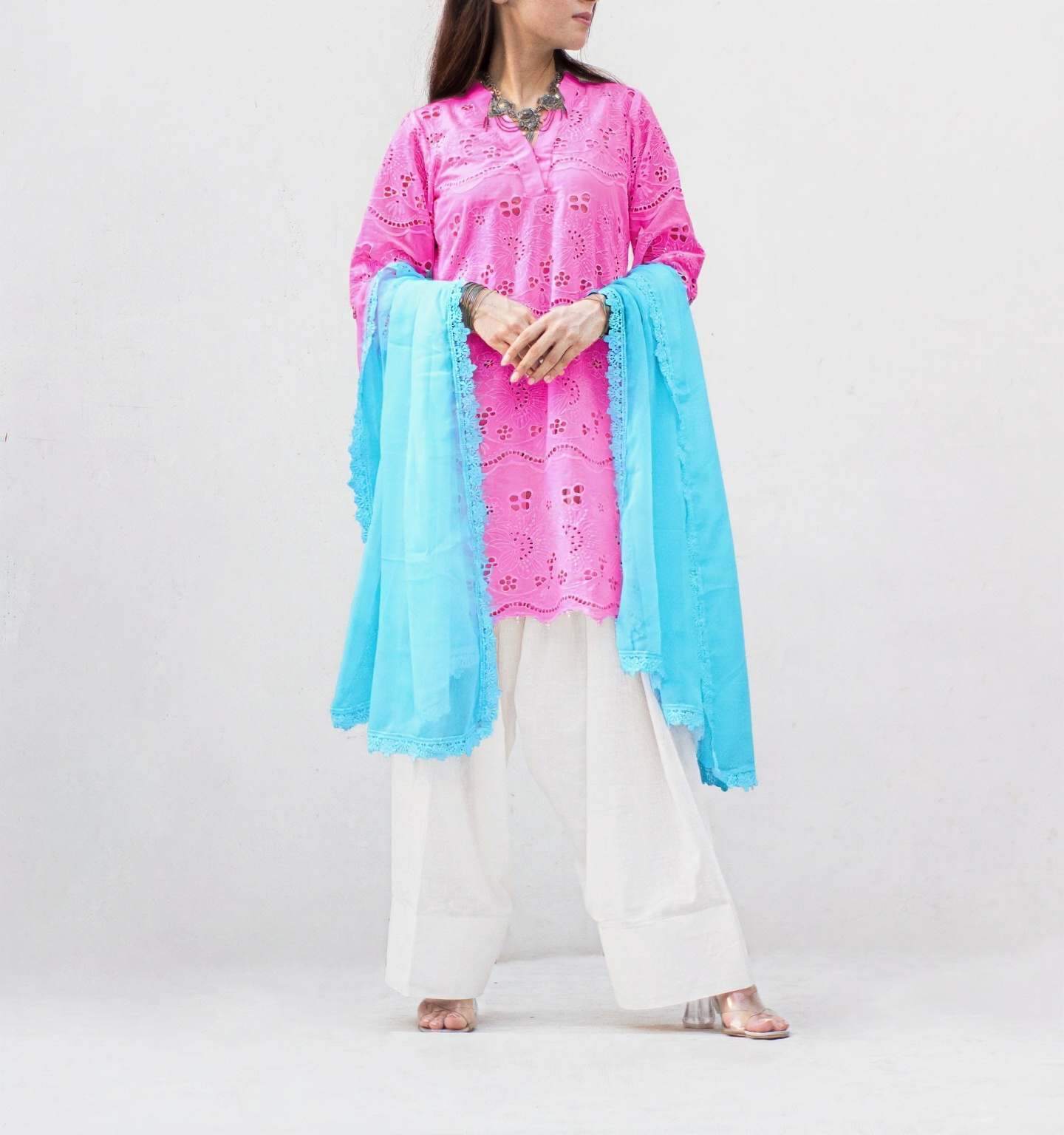 MSP-001-Zimal | Pink and Blue Dress Chicken Kari - 3 piece