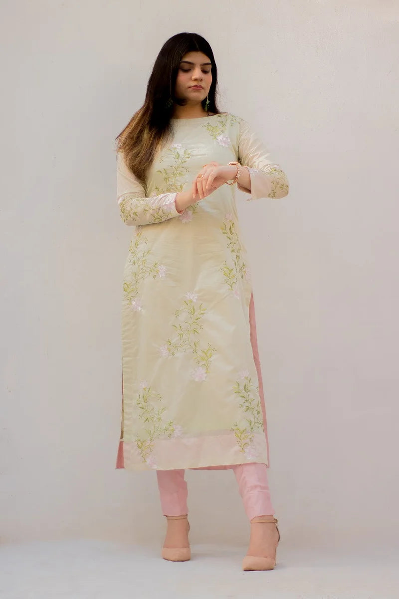 Mint green with pink Dupatta