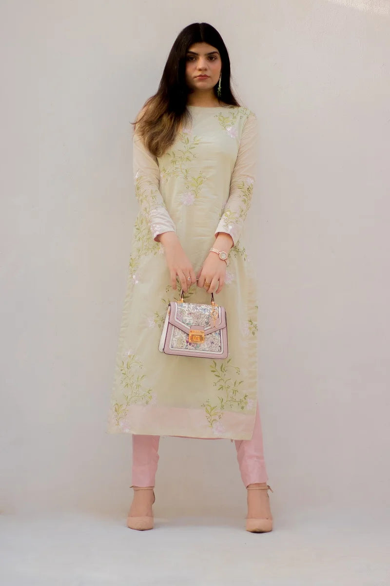 Mint green with pink Dupatta