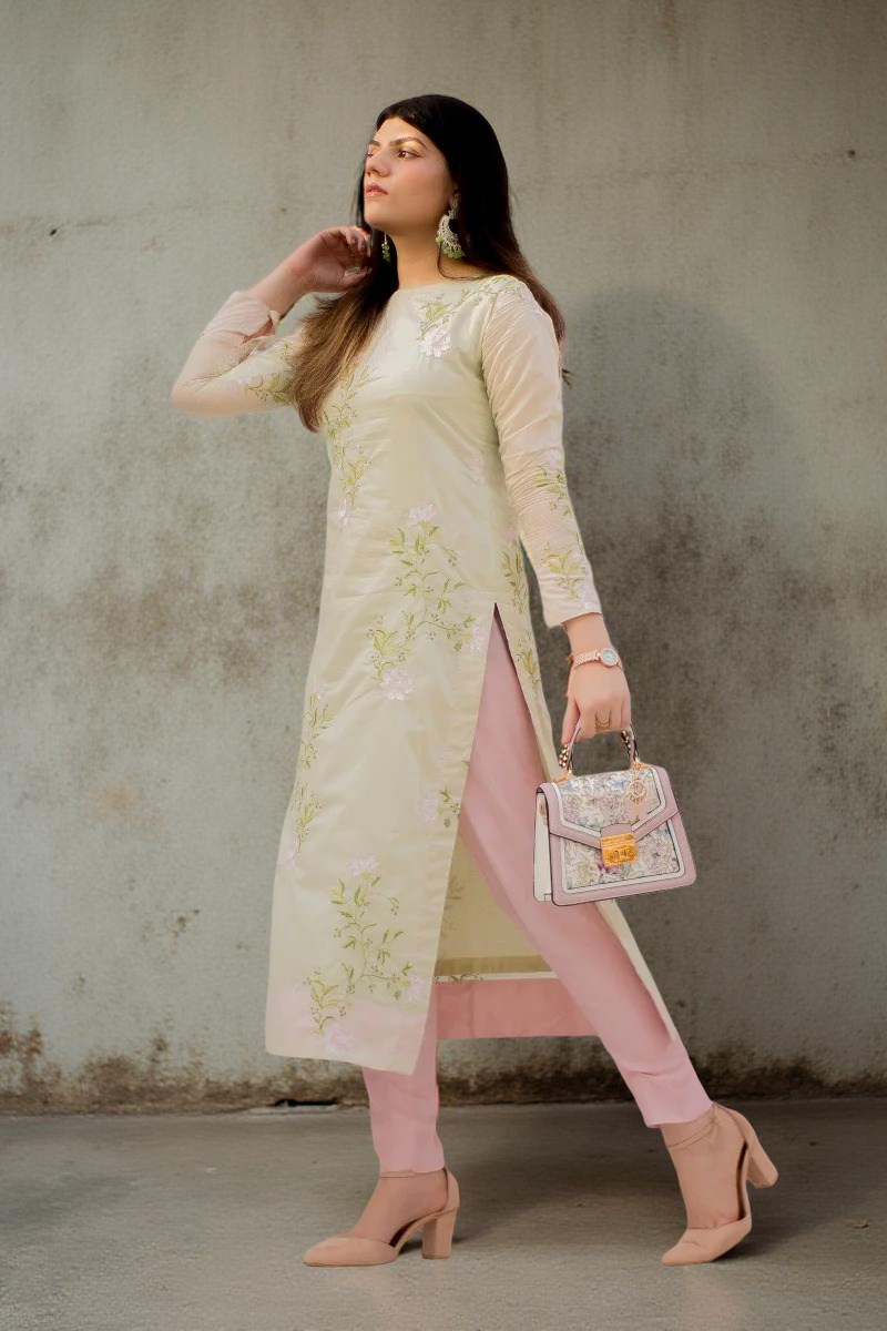 MSP-002-Aafreen | Mint green with pink Dupatta