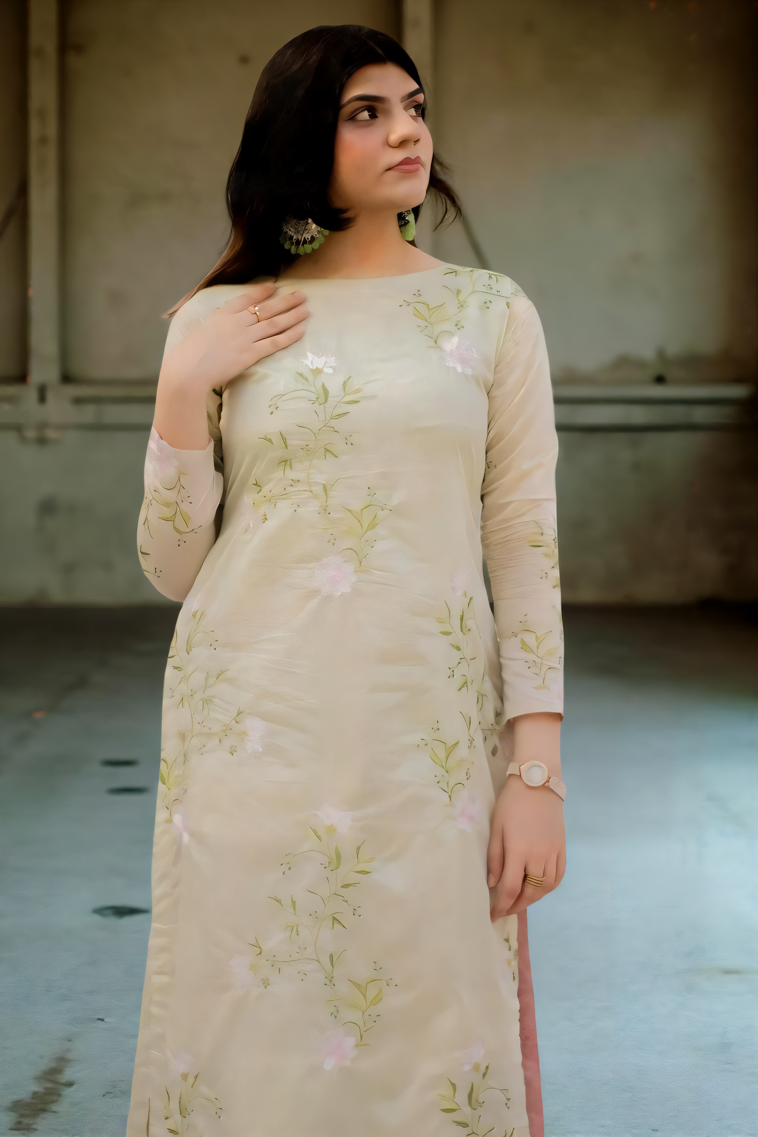 MSP-002-Aafreen | Mint green with pink Dupatta