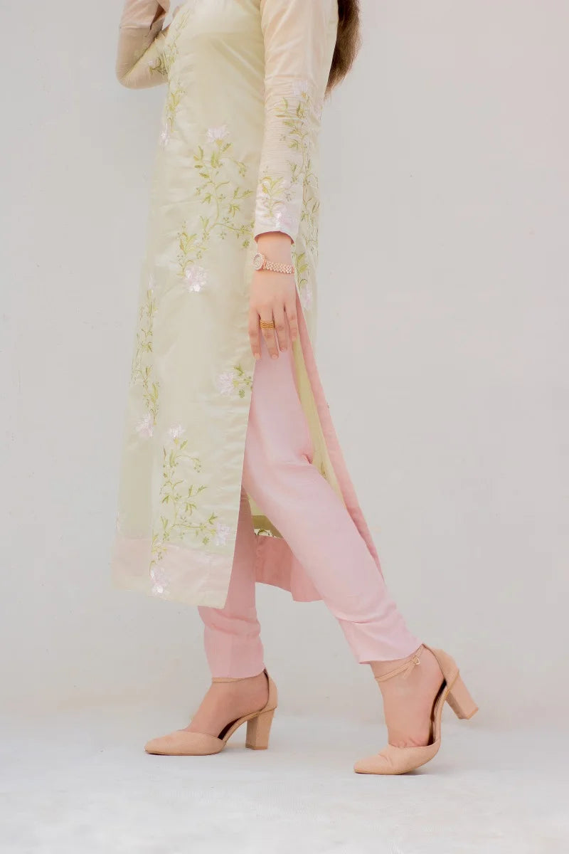 Mint green with pink Dupatta