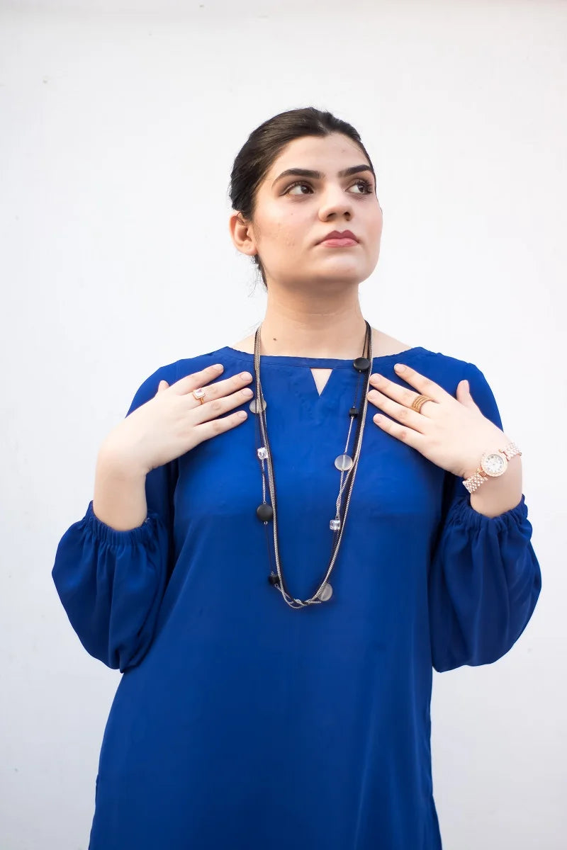 MSP-003-Noorain | Blue Solid Dress (2 Piece)