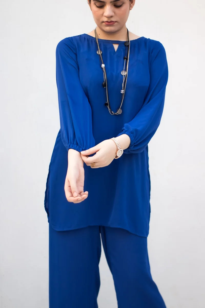 MSP-003-Noorain | Blue Solid Dress (2 Piece)