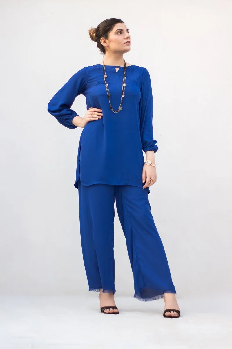 MSP-003-Noorain | Blue Solid Dress (2 Piece)