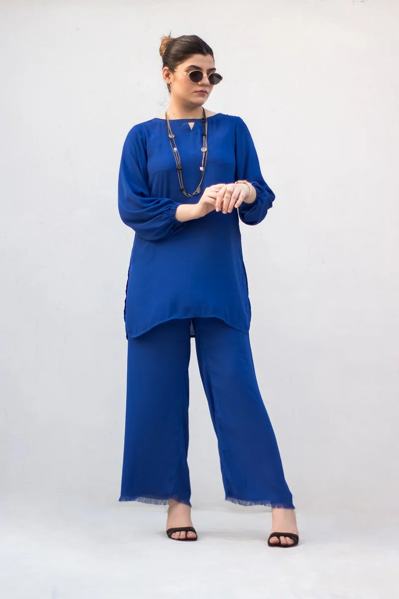 MSP-003-Noorain | Blue Solid Dress (2 Piece)
