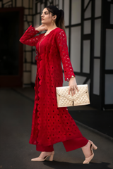 MSP-005-Sinaaya | Red Cape Suit - 3 Piece - Inner, Trouser and Cape