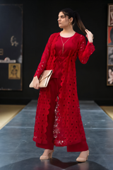 MSP-005-Sinaaya | Red Cape Suit - 3 Piece - Inner, Trouser and Cape