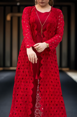 MSP-005-Sinaaya | Red Cape Suit - 3 Piece - Inner, Trouser and Cape
