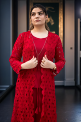 MSP-005-Sinaaya | Red Cape Suit - 3 Piece - Inner, Trouser and Cape