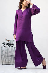 Purple with Olive and Purple color dupatta