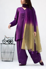 Purple with Olive and Purple color dupatta