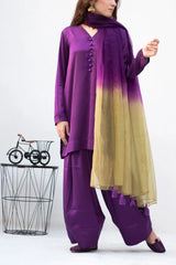 Purple with Olive and Purple color dupatta