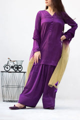 Purple with Olive and Purple color dupatta