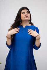 Blue Seesha Silk with red shalwar