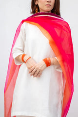 White Seesha Silk with 3 tone dupatta