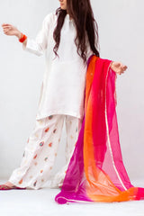 White Seesha Silk with 3 tone dupatta