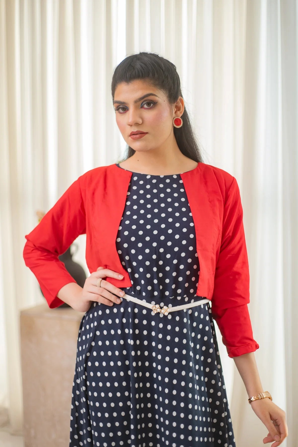 MSP 103 - Polka Dot Frock with Hot Pink Jacket