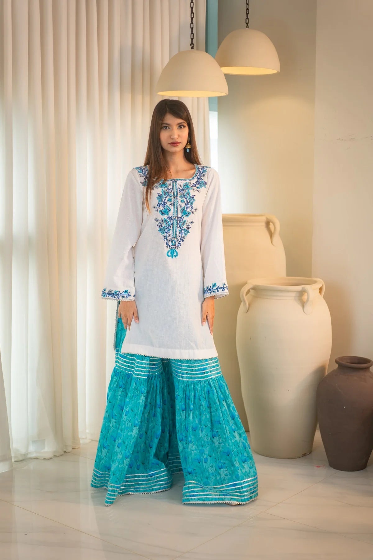 MSP 102 - Pink and Blue Lawn Ghara Suit