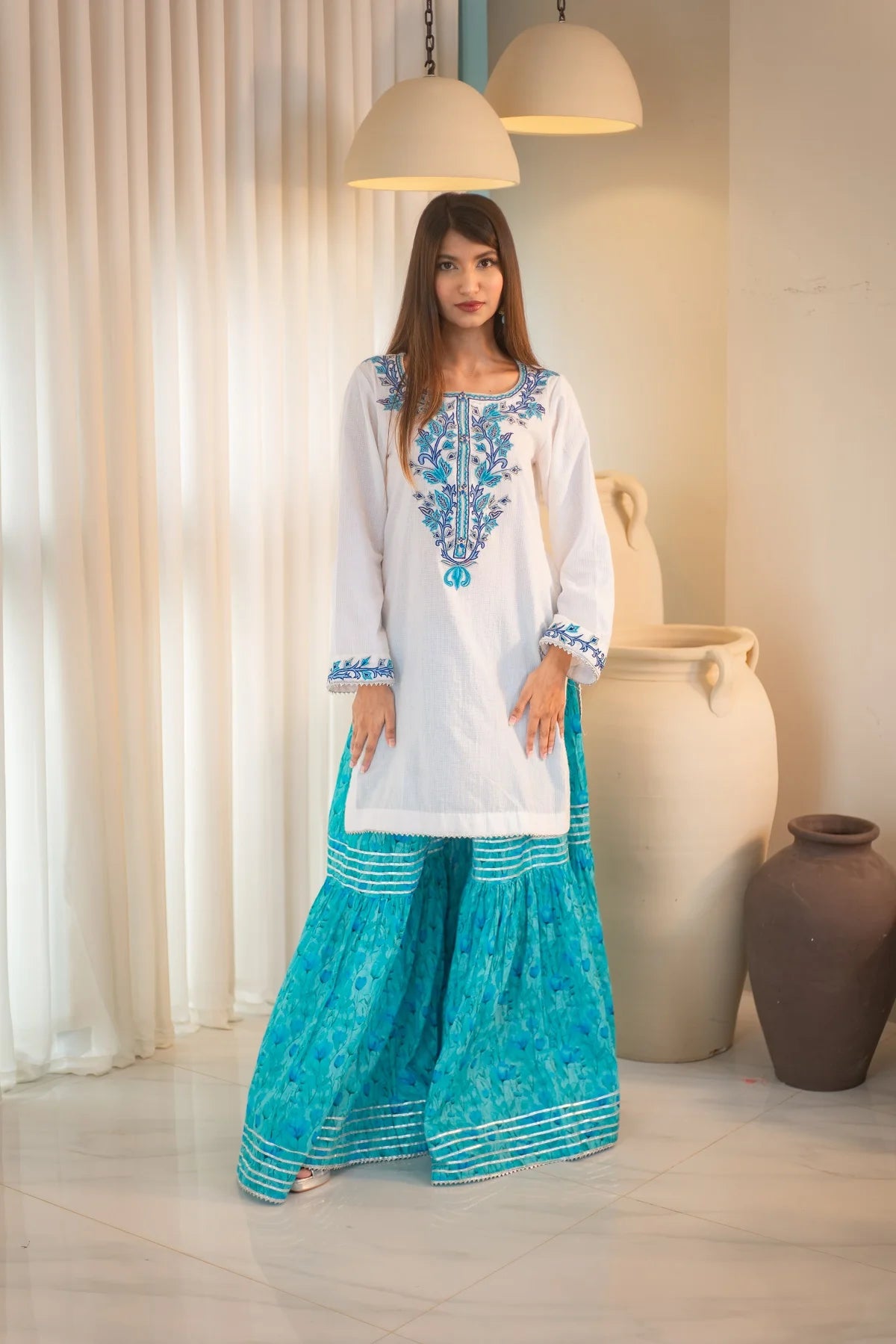 MSP 102 - Pink and Blue Lawn Ghara Suit