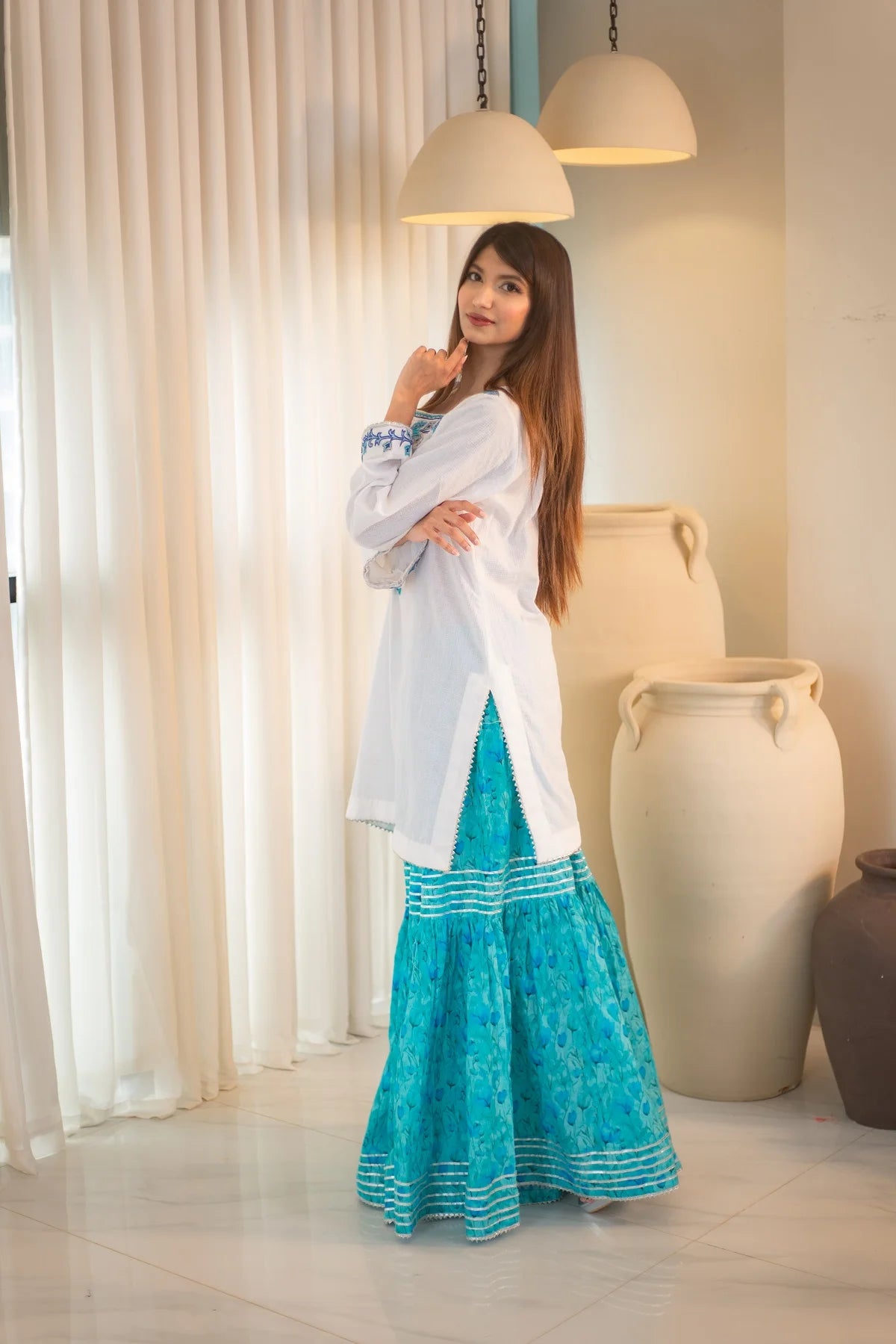 MSP 102 - Pink and Blue Lawn Ghara Suit