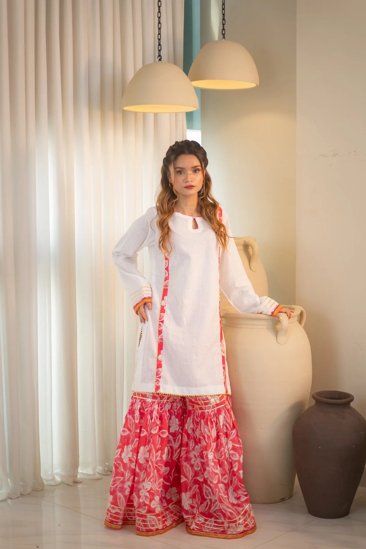 MSP 102 - Pink and Blue Lawn Ghara Suit