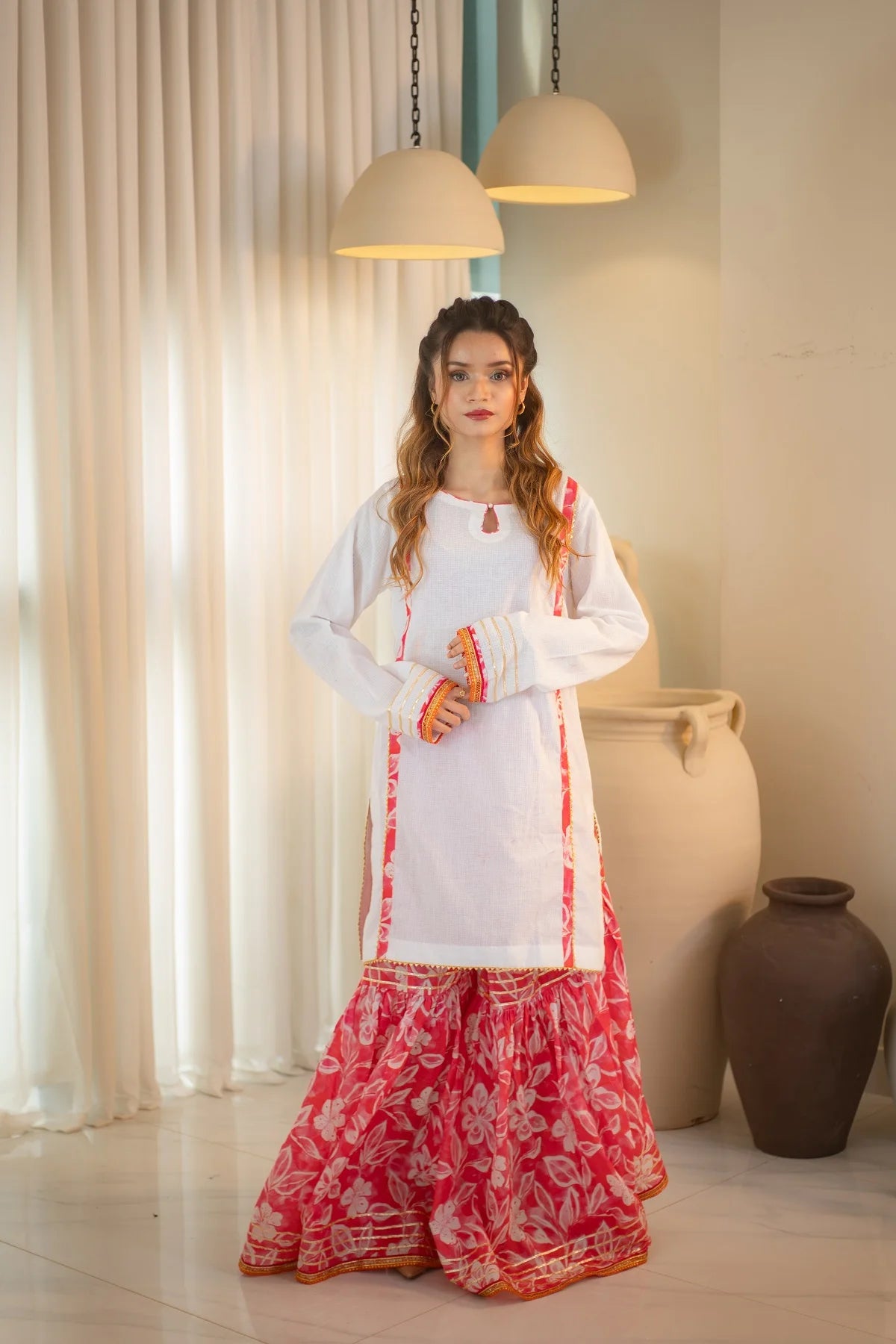 MSP 102 - Pink and Blue Lawn Ghara Suit