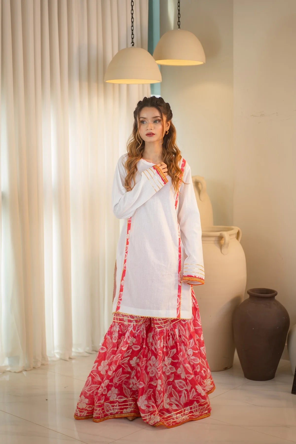 MSP 102 - Pink and Blue Lawn Ghara Suit