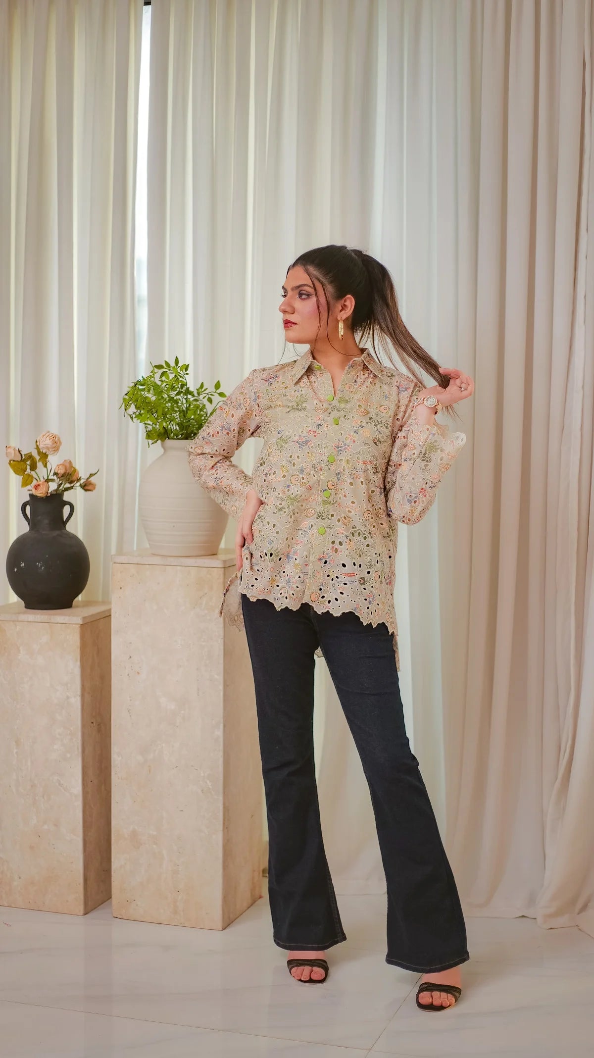 MSP 202 - Bottom-Down Chicken Kari Printed Shirt