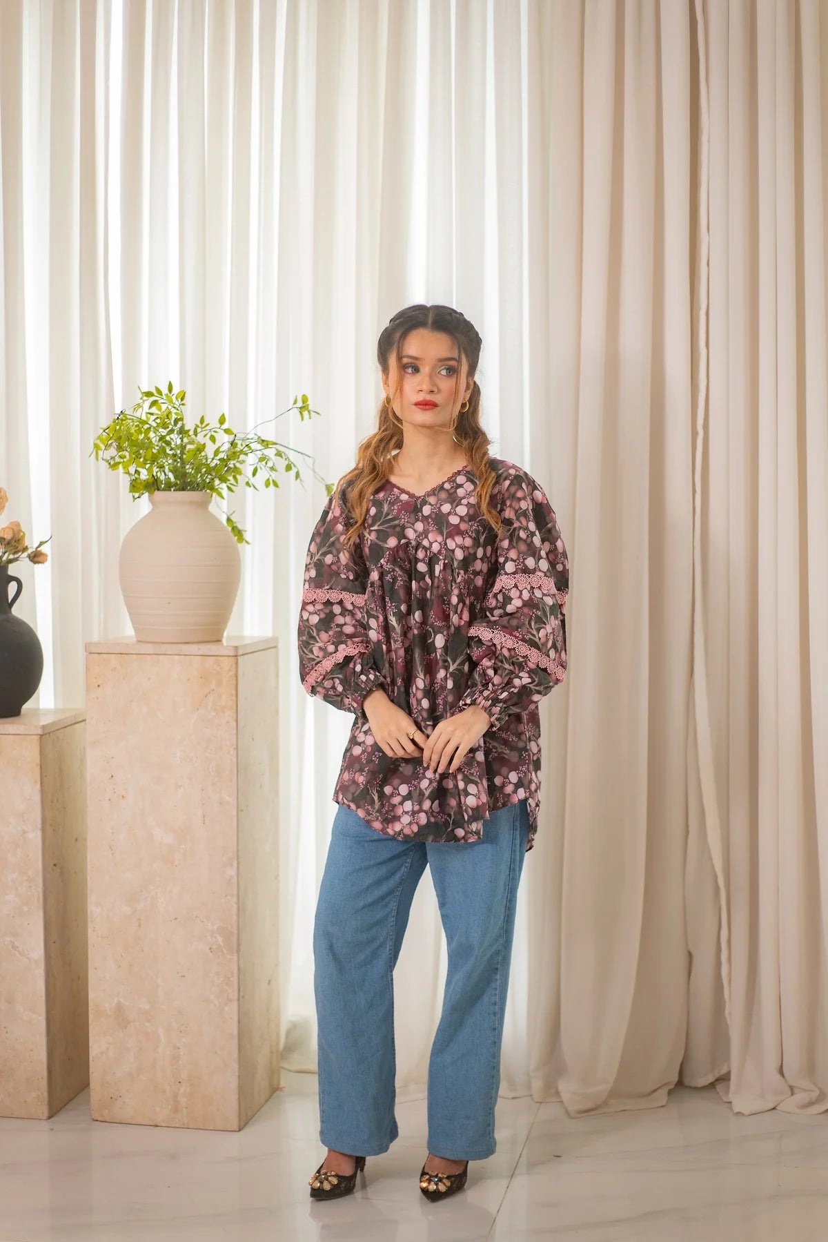 MSP 203 - Printed Kurti with Bail Detailing