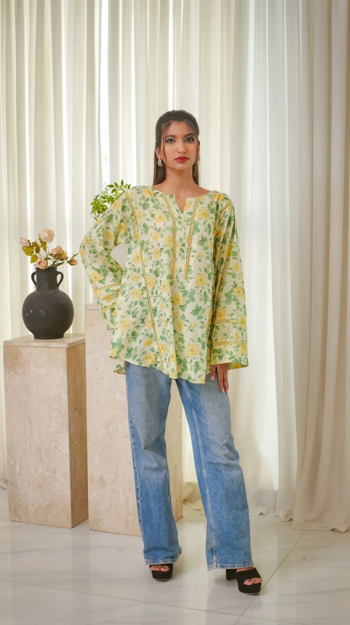 MSP 204 - Light Yellow and Green Kurti