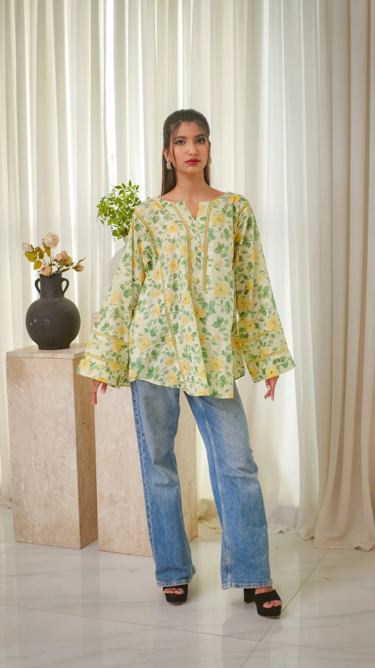 MSP 204 - Light Yellow and Green Kurti