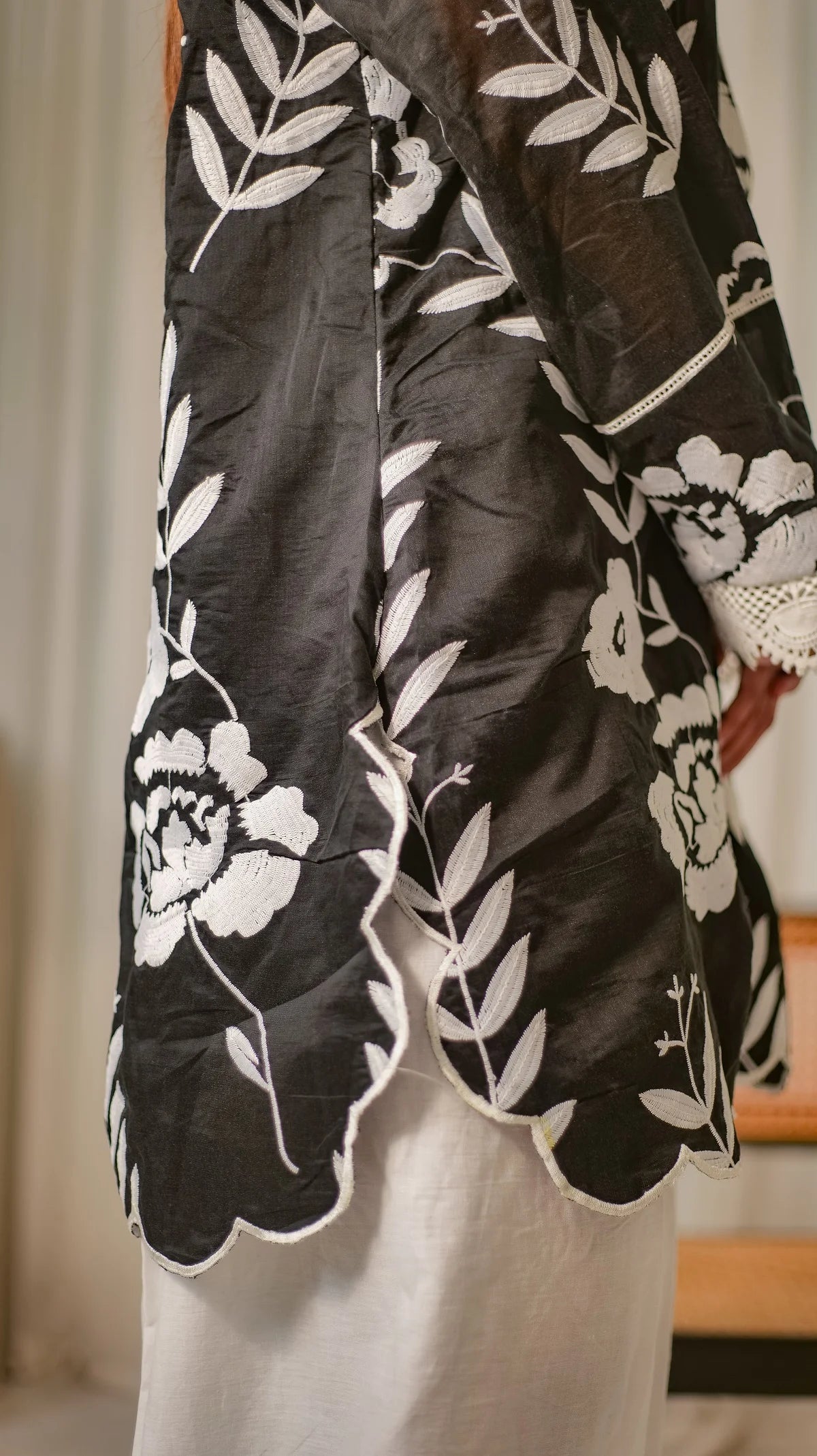 MSP 206 - Black and White 2-Piece Embroidered Set