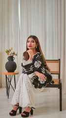 MSP 206 - Black and White 2-Piece Embroidered Set