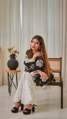 MSP 206 - Black and White 2-Piece Embroidered Set