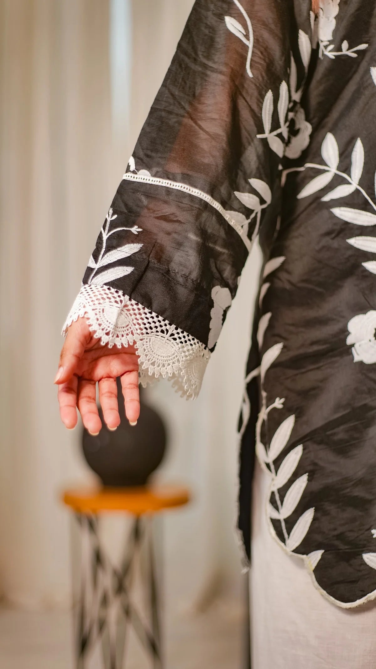 MSP 206 - Black and White 2-Piece Embroidered Set