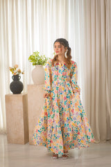 MSP 207 - Yellow Printed Neck Embroidery Frock