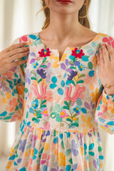 MSP 207 - Yellow Printed Neck Embroidery Frock