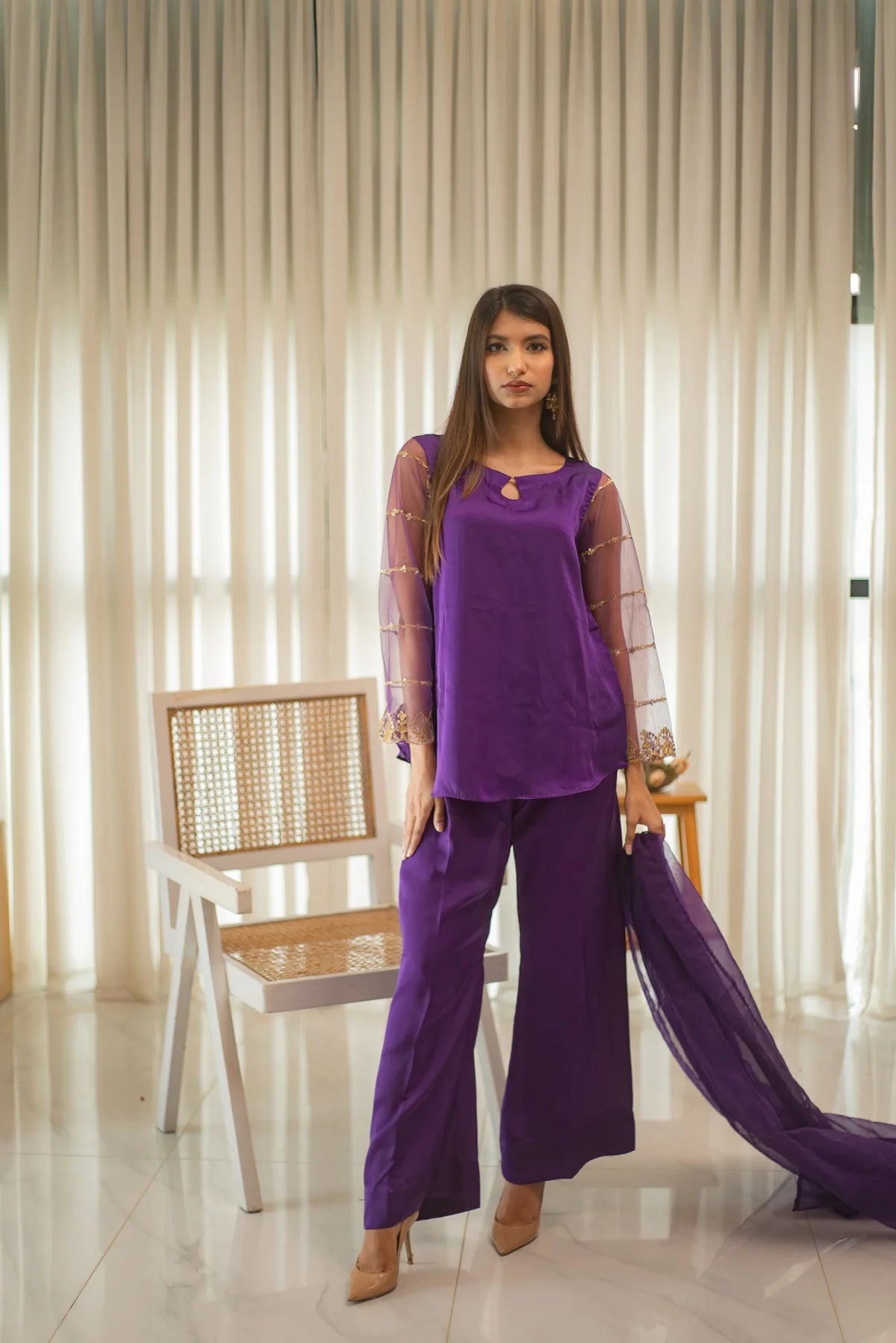 MSP 302 - Purple Shot Silk 2-Piece Outfit