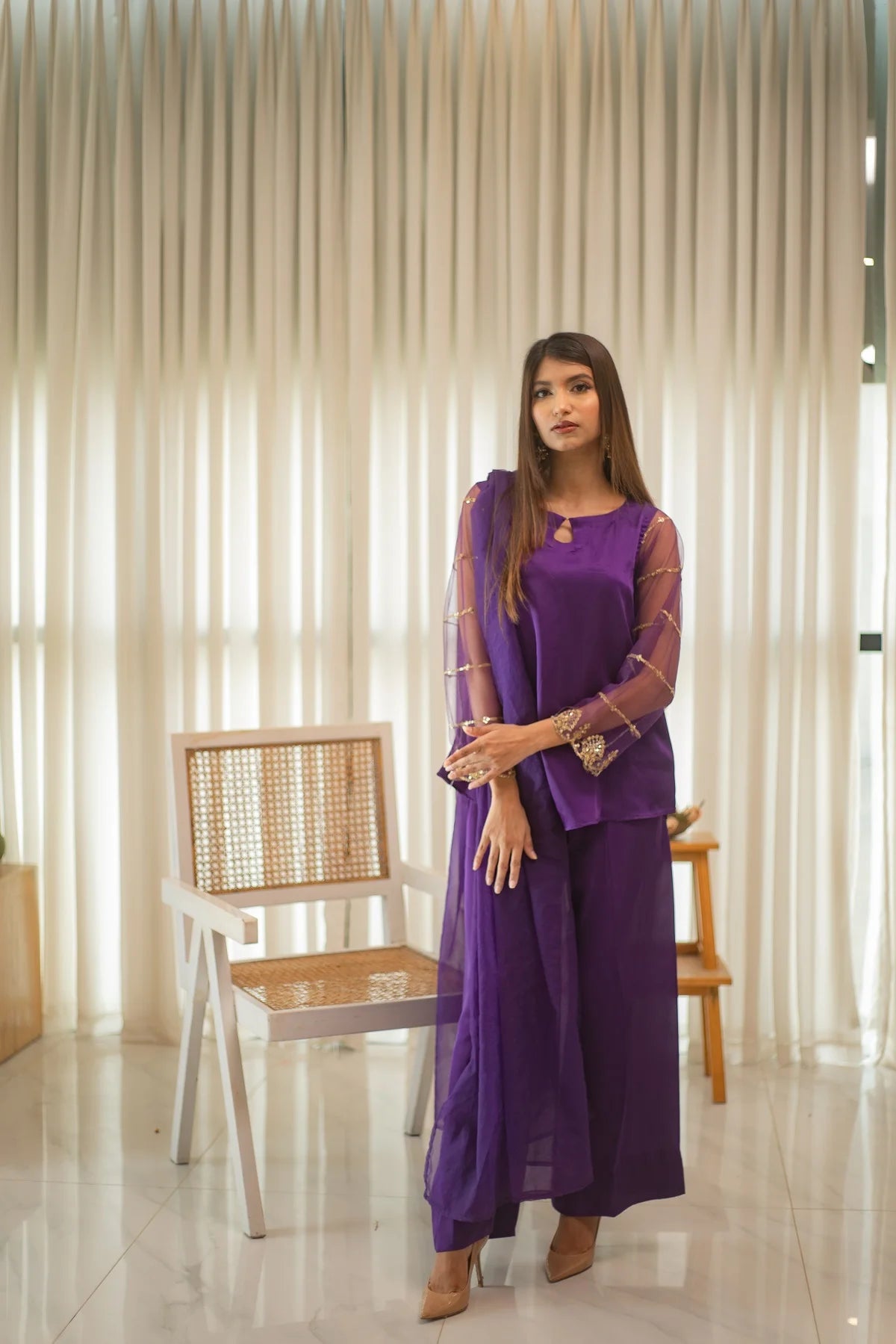 MSP 302 - Purple Shot Silk 2-Piece Outfit