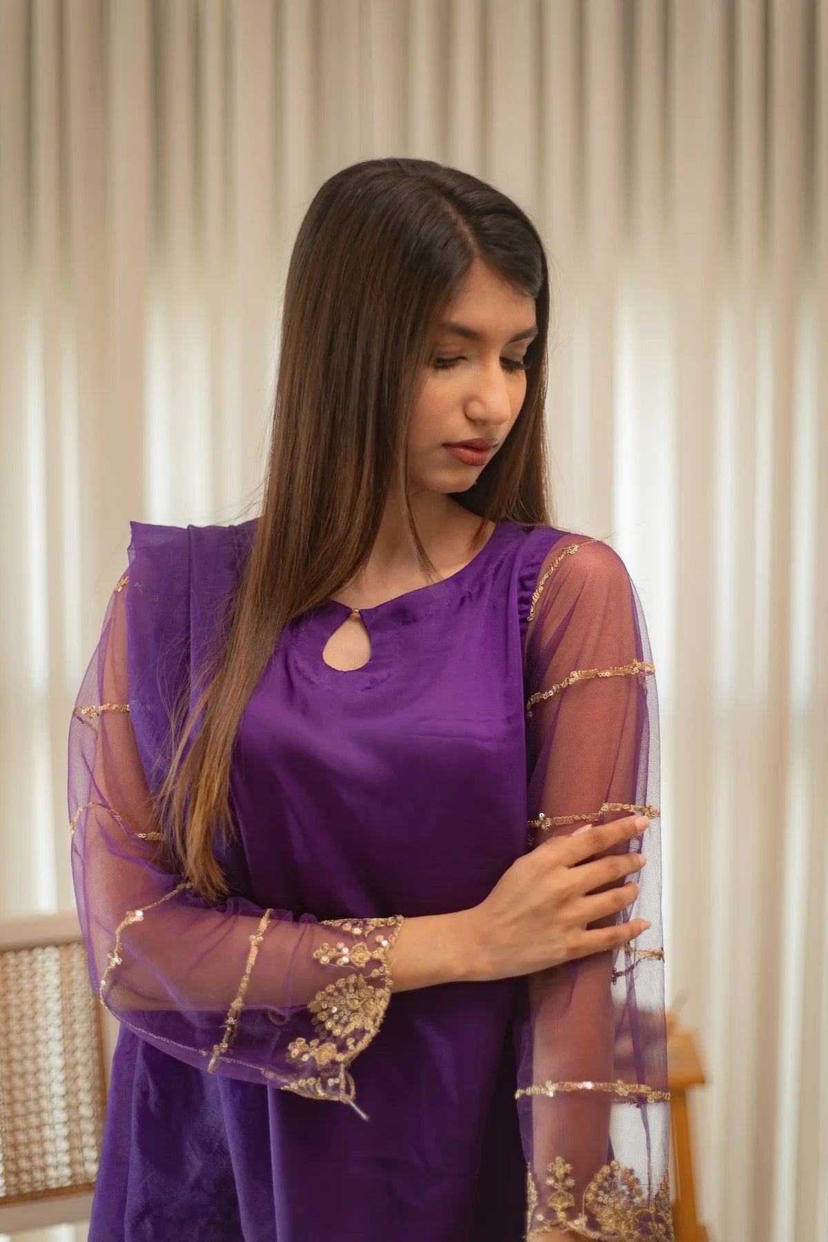 MSP 302 - Purple Shot Silk 2-Piece Outfit