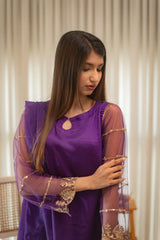 MSP 302 - Purple Shot Silk 2-Piece Outfit