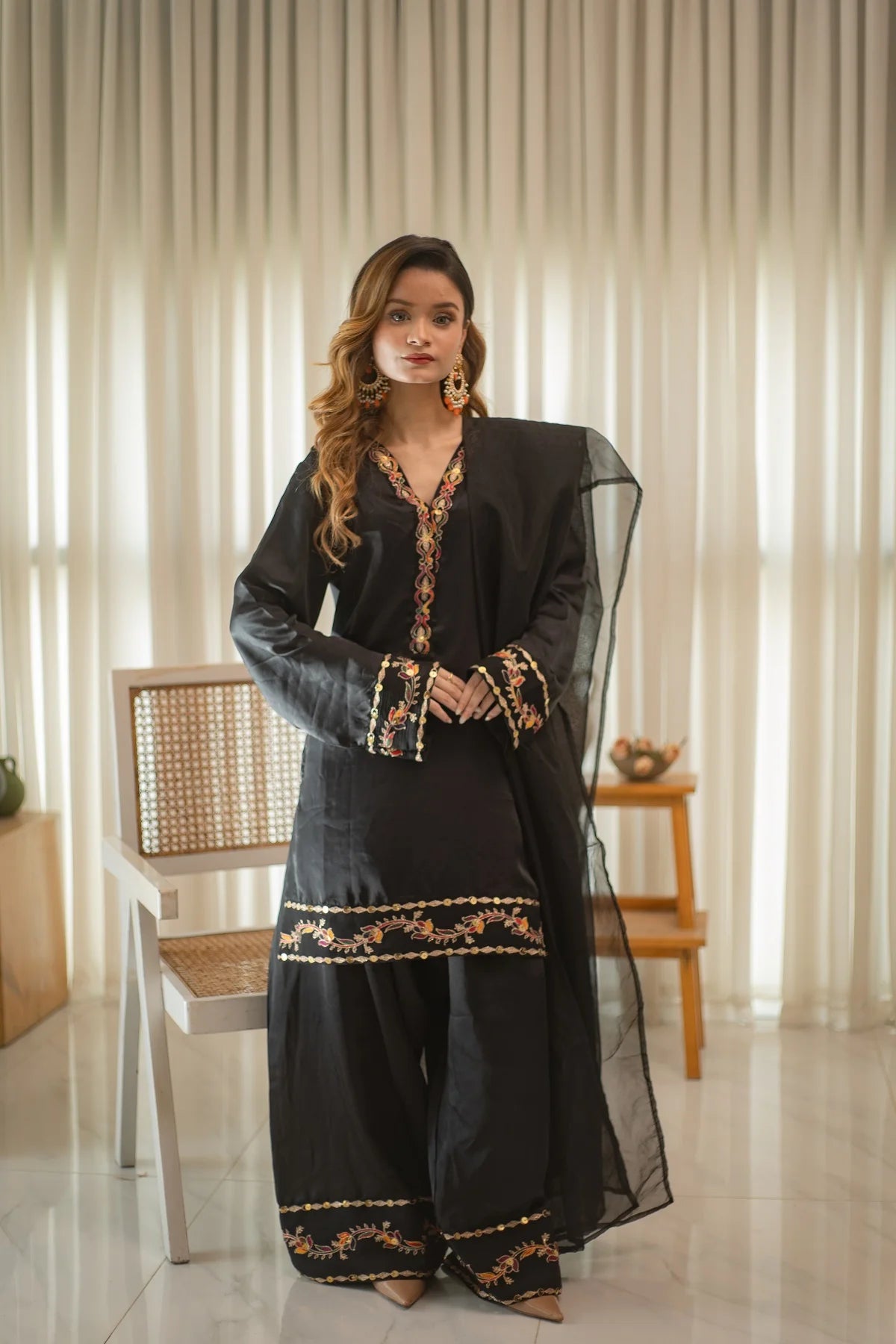 MSP 304 - Black Shot Silk 2-Piece Outfit