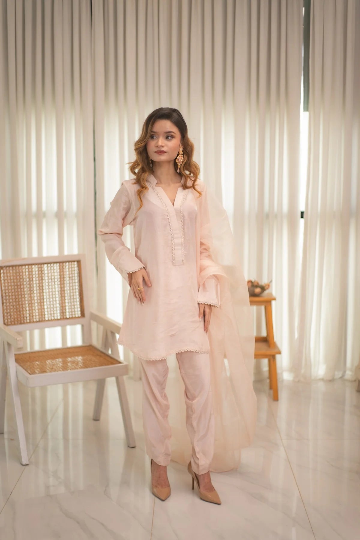 MSP 305 - Off-White Farshi Silk 2-Piece Outfit