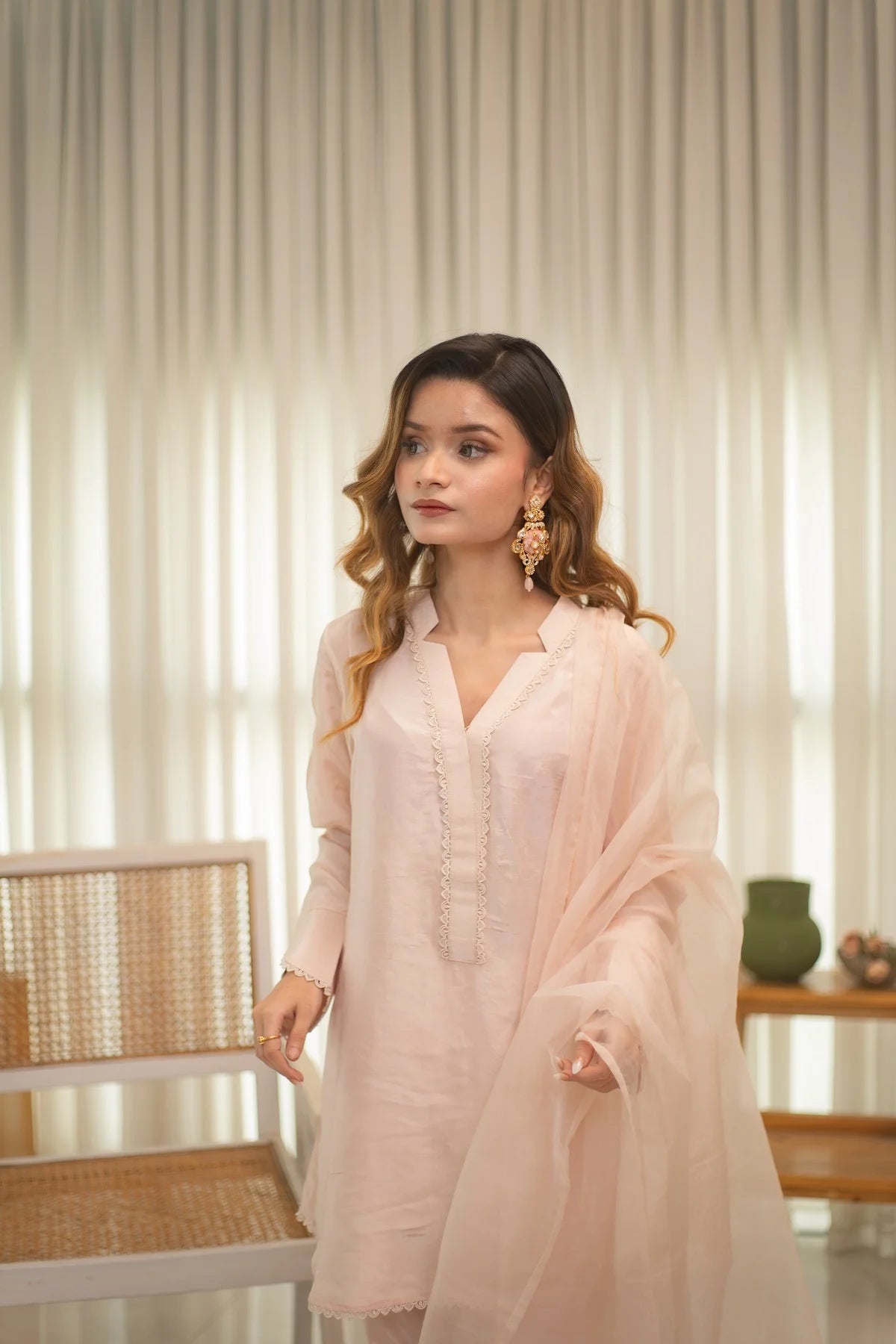 MSP 305 - Off-White Farshi Silk 2-Piece Outfit